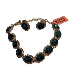 Blue Sapphire Austrian crystal Bracelet set